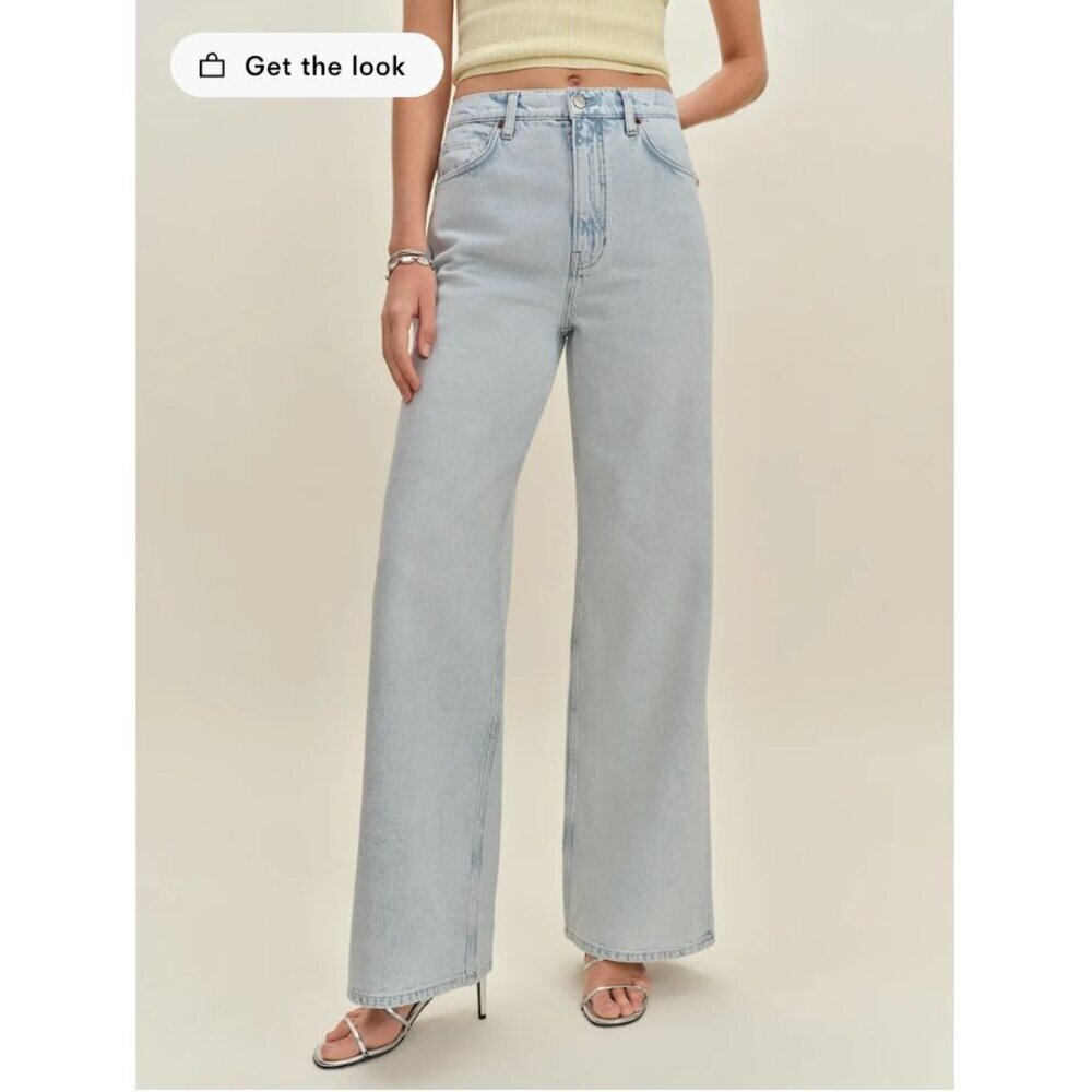 Reformation Cary High Rise Slouchy Wide Leg Jeans Shasta Light Wash Size 32